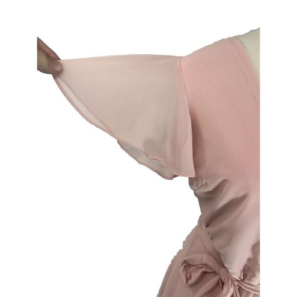 Lulu's Pink Dress Blush Ruffled Chiffon Romantic Medium Sweet Like You NEW - Picture 10 of 16